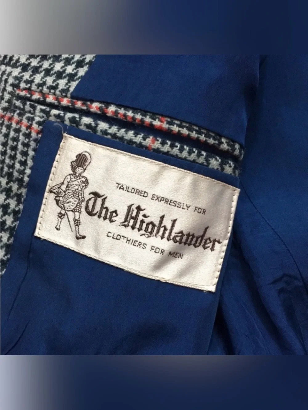 Vintage Men The Highlander Tailored Grey Glen Plaid Wool Classic Blazer Size 36S